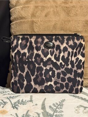 Coach Leopard Print Cosmetic Pouch - Taupe and Black